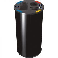 Poubelle tri sélectif inox 3 flux Noir 40 L
