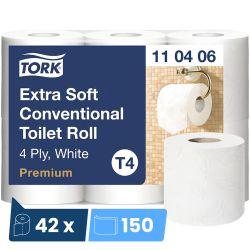 Papier toilette blanc extra doux Premium 4 plis Écolabel Tork T4 - Colis de 42 rouleaux