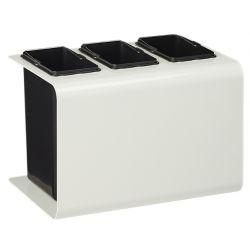 Poubelle tri 3 bacs​ en acier blanc avec stickers Tribu 3 x 15 L
