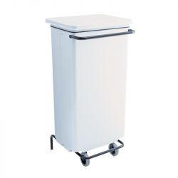 Poubelle support carénée à pédale acier blanc 70 L