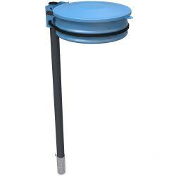 Support sac poubelle avec couvercle monoflux sur poteau à sceller Bleu