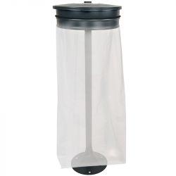 Support sac poubelle sur pied platine avec couvercle 110 L Gris