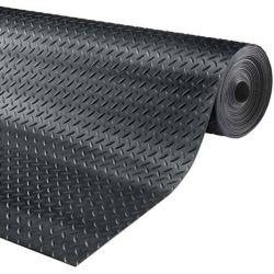 Tapis caoutchouc diamant 3 mm noir rouleau 150 cm x 10 m