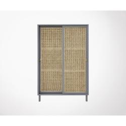 Promo HK Living - Armoire portes coulissantes bois cannage SEJINA - MeublesEtDesign.com