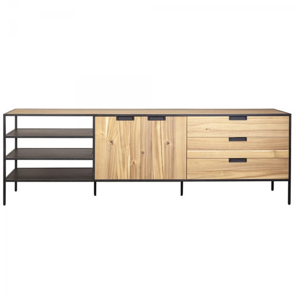 Promo Buffet bas 220cm en bois naturel et métal ZAUP - MeublesEtDesign.com