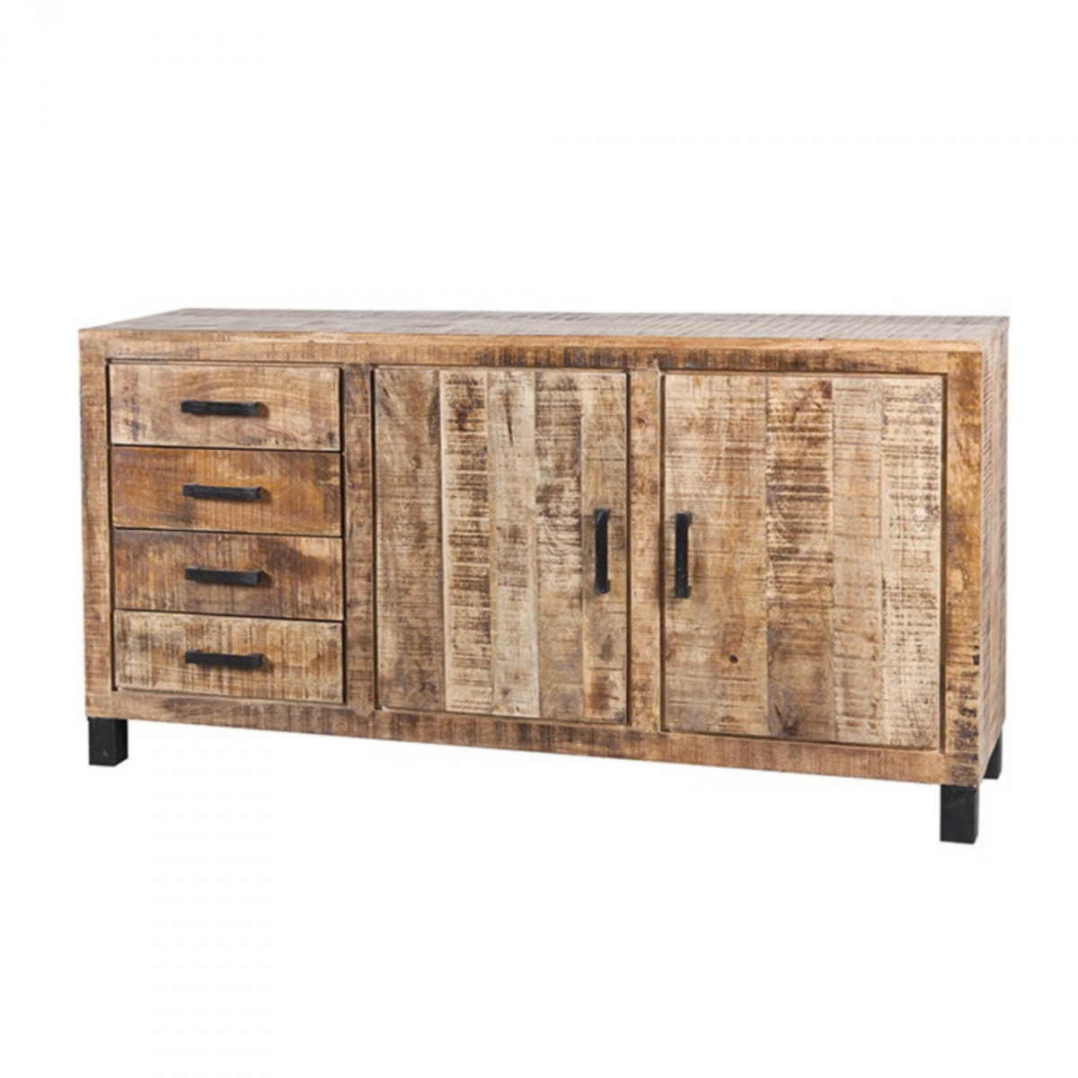 Promo Buffet bas bois massif 2 portes 4 tiroirs GILTY - MeublesEtDesign.com