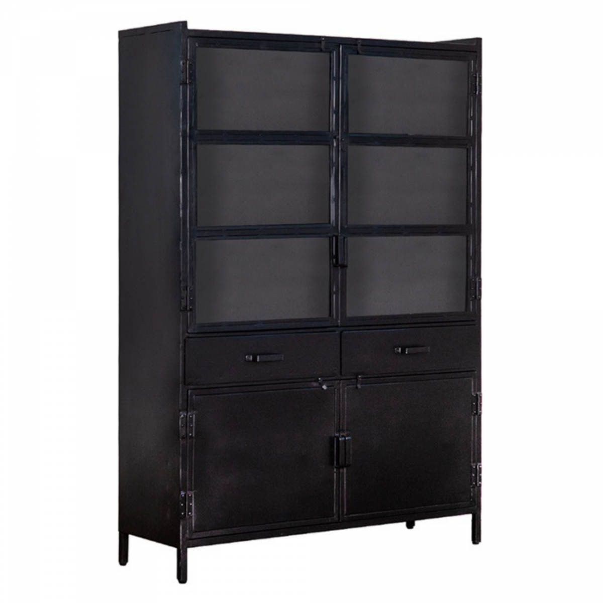 Promo Buffet haut 180cm avec vitrine en métal ZUC - MeublesEtDesign.com