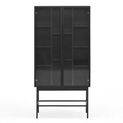 Promo Teulat - Buffet haut en bois et métal portes vitrées BLUR - MeublesEtDesign.com