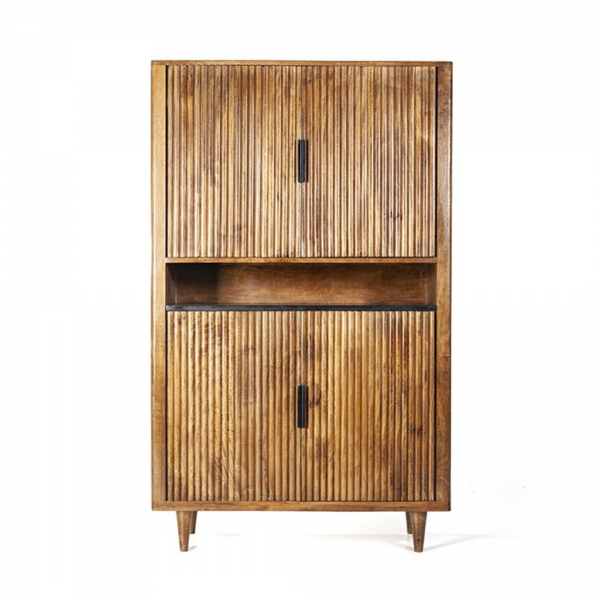 Promo Buffet haut moderne en bois de manguier et marbre TICTO - MeublesEtDesign.com