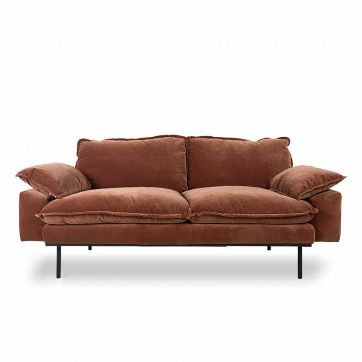 HK Living - Canapé contemporain 2 places en velours rouille BAMBI - MeublesEtDesign.com