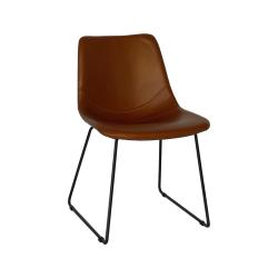 Chaise design en simili cuir camel KOMA - MeublesEtDesign.com