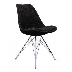 Promo Chaise design rembourrée capitonnée pied chrome GUSTAVE - MeublesEtDesign.com