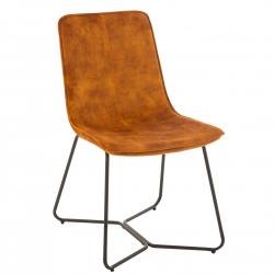 PROMO Chaise tendance en velours et métal camel BRUXELLES MEUBLES & DESIGN