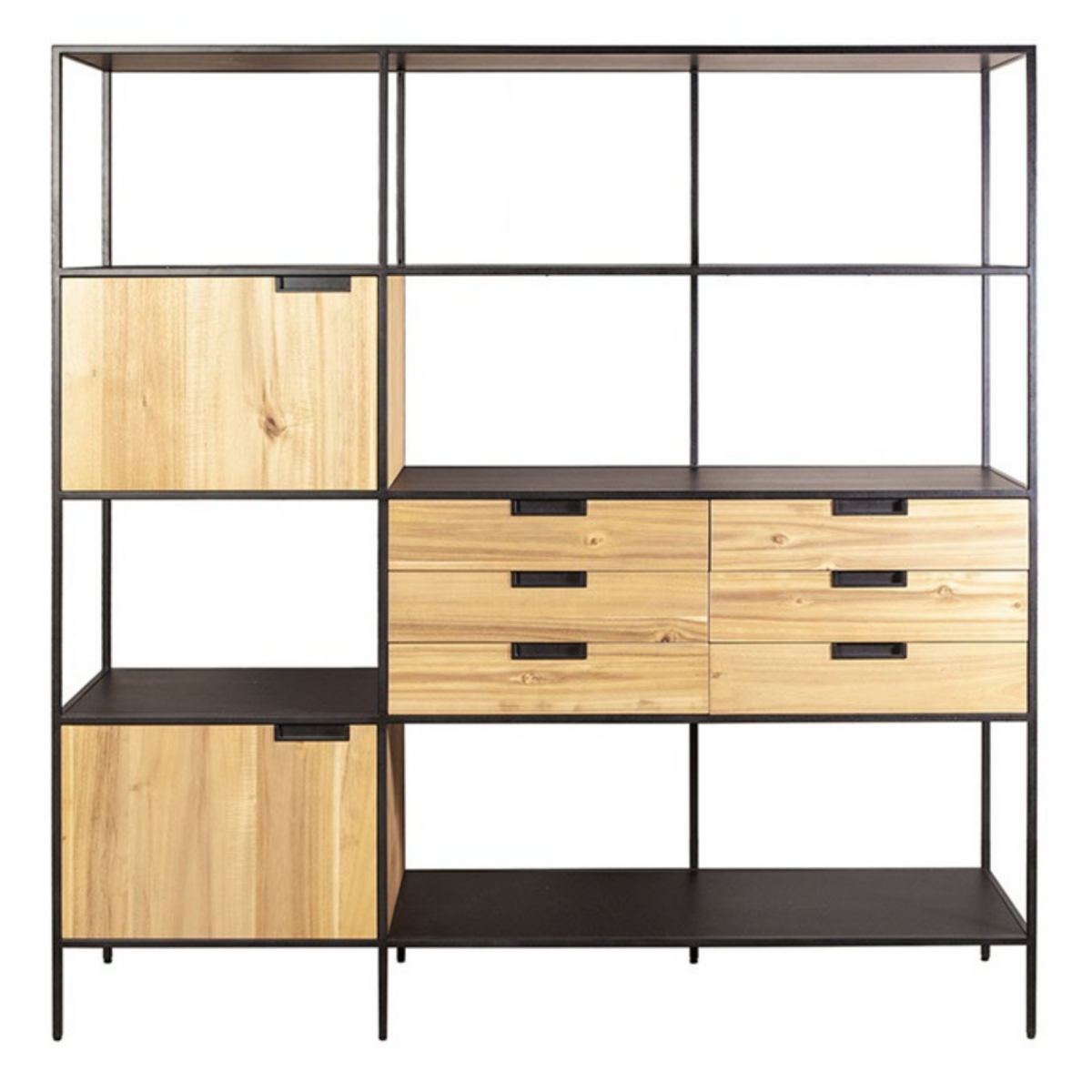 Promo Étagère 190x180cm en bois naturel et métal ZAUP - MeublesEtDesign.com