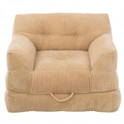 SOLDES Fauteuil convertible moelleux en velours côtelé beige PEKIN MEUBLES & DESIGN
