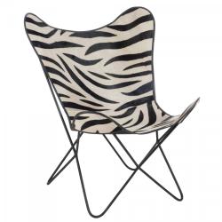 Fauteuil cuir papillon motifs zébrés MURPHY - MeublesEtDesign.com