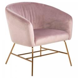 Promo Fauteuil en velours pieds métal doré RAMZO - MeublesEtDesign.com