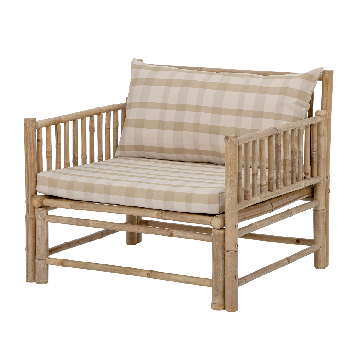 Bloomingville - Fauteuil extérieur en bambou naturel avec coussin VIENNE - MeublesEtDesign.com