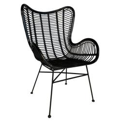 PROMO Fauteuil haut dossier en rotin et métal BANGA MEUBLES & DESIGN