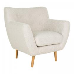Promo Fauteuil moderne en tissu bouclé beige DEGAY - MeublesEtDesign.com