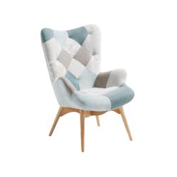 PROMO Fauteuil patchwork pieds bois DESSINE MEUBLES & DESIGN