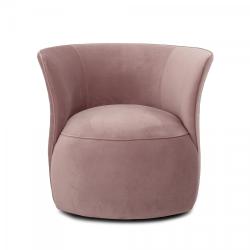 Bloomingville - Fauteuil pivotant rond en velours rose ROZIE - MeublesEtDesign.com