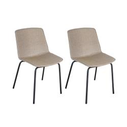 Promo Lot 2 chaises tapissées pieds métal HARONA - MeublesEtDesign.com