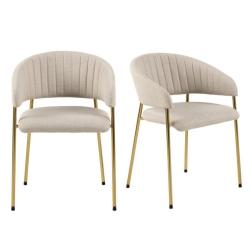 Promo Lot de 2 chaises en tissu beige TELLES - MeublesEtDesign.com