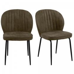 Promo Lot de 2 chaises modernes en tissu olive NALICIA - MeublesEtDesign.com