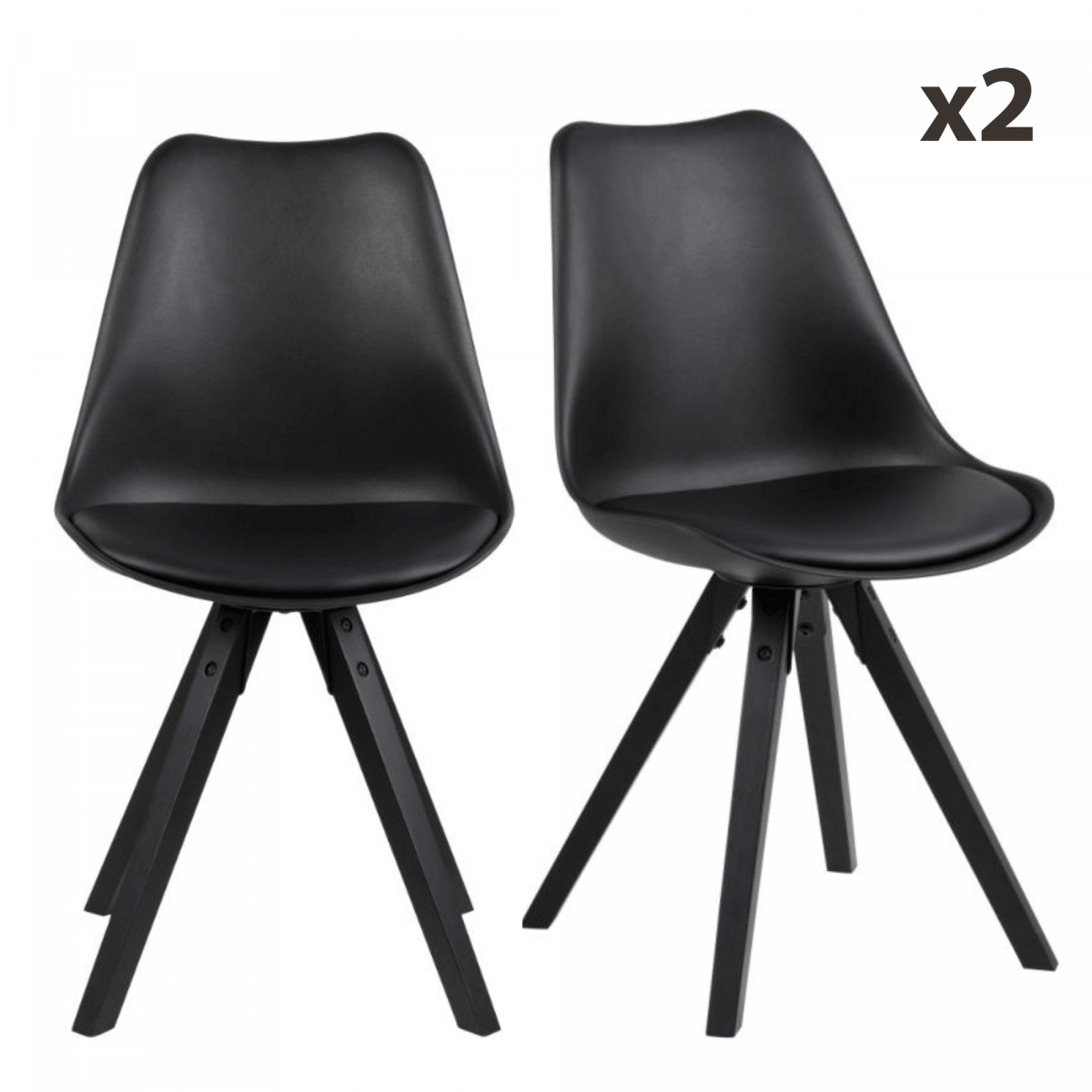 Promo Lot de 2 chaises s en simili pieds noirs DIMY - MeublesEtDesign.com