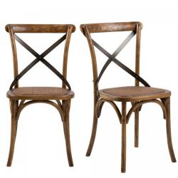 Promo Lot de 2 chaises vintages en bois RETRO - MeublesEtDesign.com
