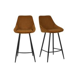 Promo Lot de 2 tabourets de bar en velours côtelé RAZIO - MeublesEtDesign.com