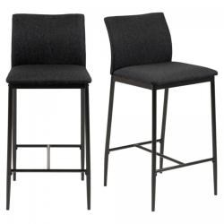 Promo Lot de 2 tabourets en tissu foncé DINA - MeublesEtDesign.com