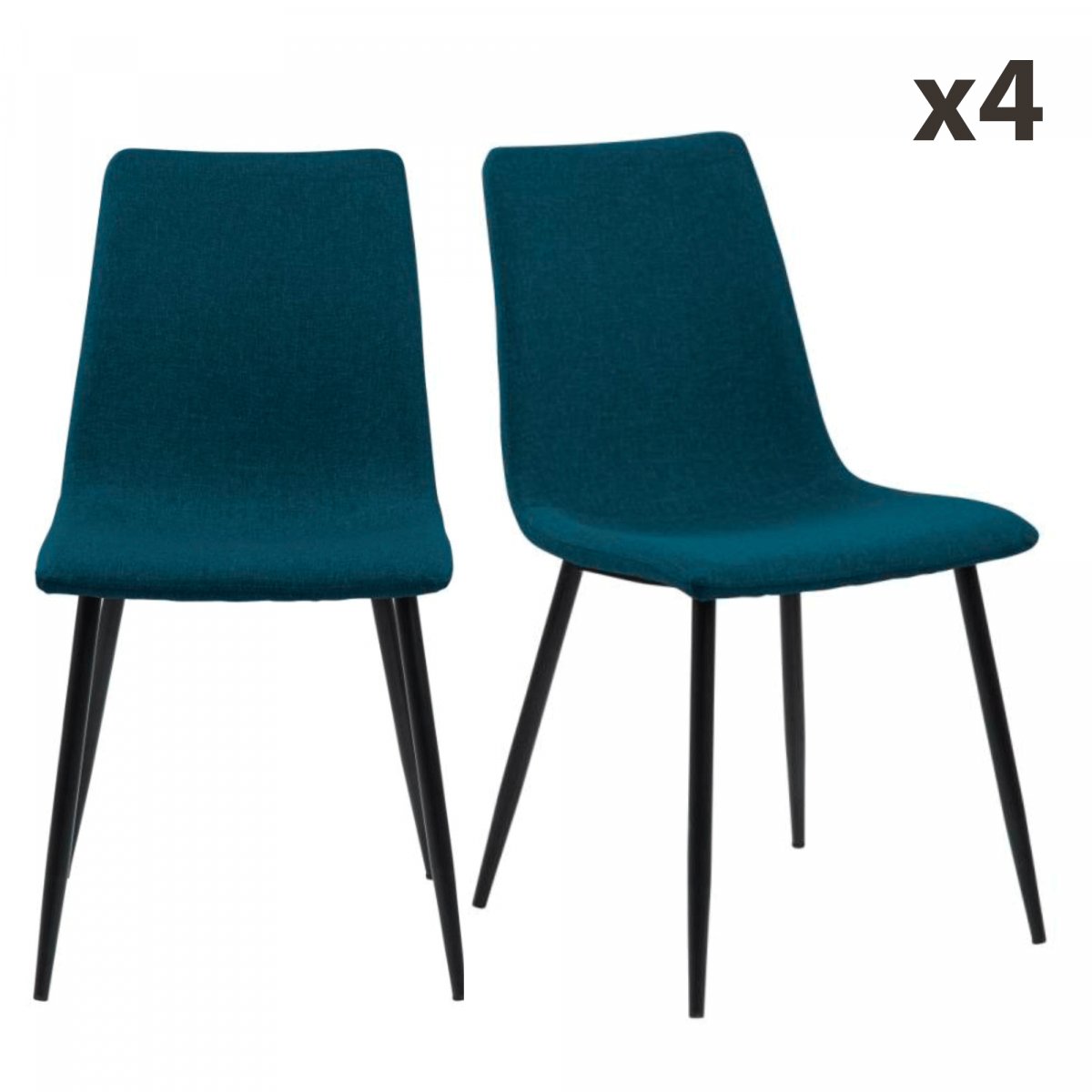 PROMO Lot de 4 chaises modernes en tissu et pied métal WINO MEUBLES & DESIGN