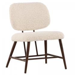 Promo Petit fauteuil en tissu bouclé blanc et pieds bois CHOUPS - MeublesEtDesign.com