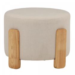Promo Pouf moderne en tissu beige pieds bois CODY - MeublesEtDesign.com