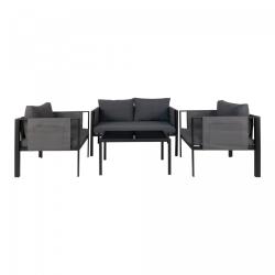 Promo Salon de jardin canapé + fauteuils + table basse en métal RIOLU - MeublesEtDesign.com