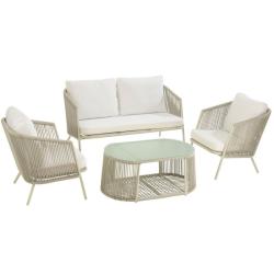 Promo Salon de jardin canapés + 2 fauteuils + table basse CASABLANCA - MeublesEtDesign.com