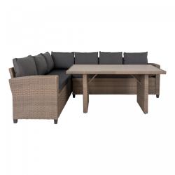 Promo Salon extérieur canapé d'angle avec coussins et table EMOLGA - MeublesEtDesign.com