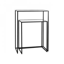 PROMO Pomax - Set de 2 consoles en métal avec plateau en verre STARK MEUBLES & DESIGN