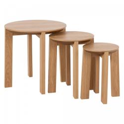 PROMO Set de 3 tables gigognes rondes en bois massif PLAKINE MEUBLES & DESIGN