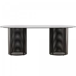 Promo Table à manger design en verre et acier 200cm ADLEY - MeublesEtDesign.com