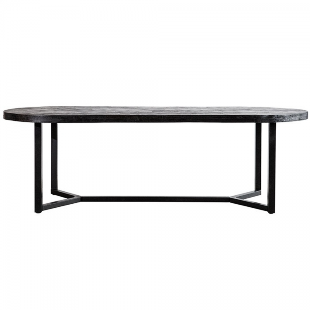 Promo Table à manger ovale 240cm en bois massif et métal LUCETTE - MeublesEtDesign.com