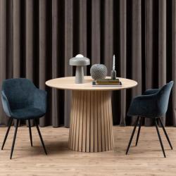Promo Table à manger ronde 120cm en bois pied central KRISTIANA - MeublesEtDesign.com