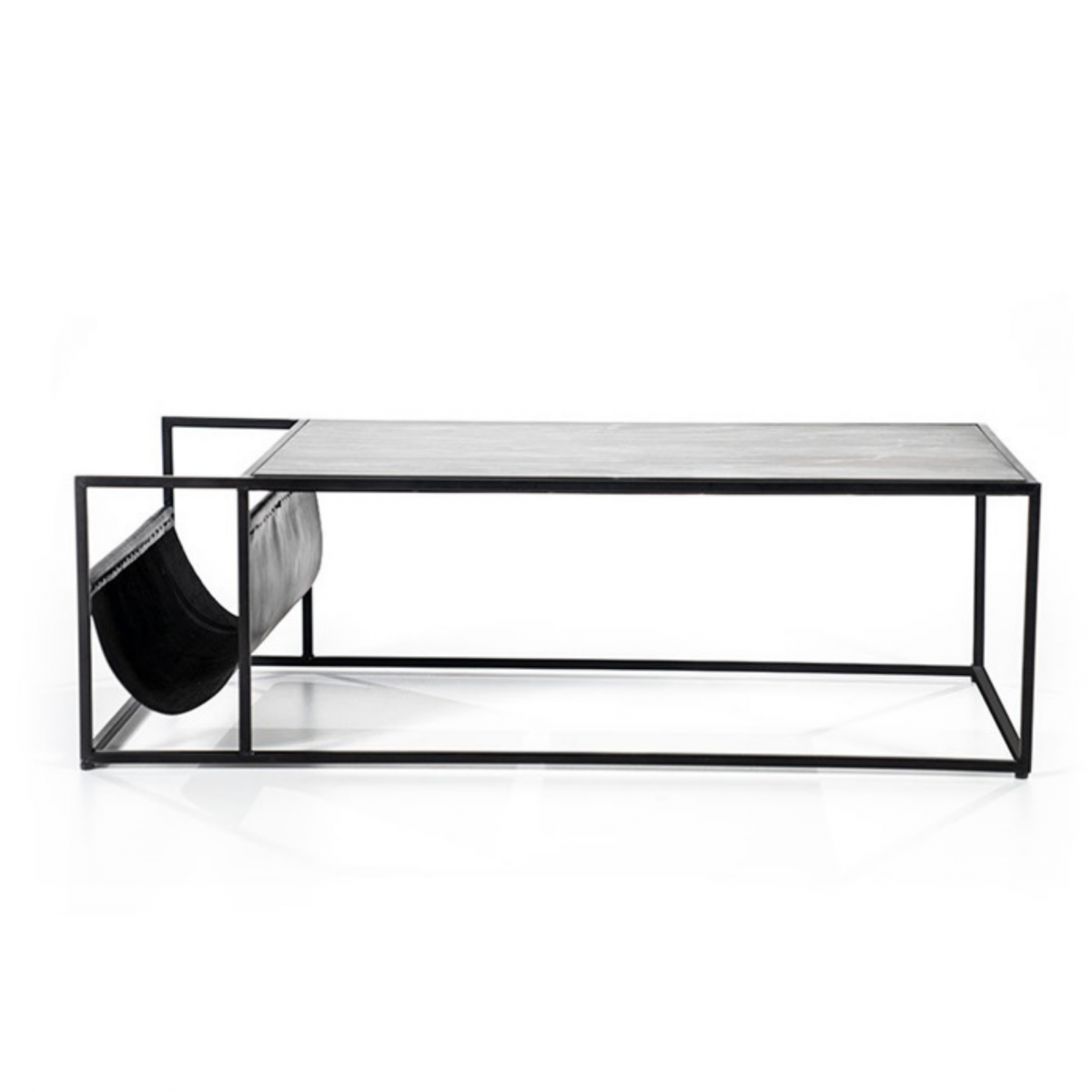 Promo Table basse 120x60cm en marbre avec pochette en cuir TOUDOU - MeublesEtDesign.com