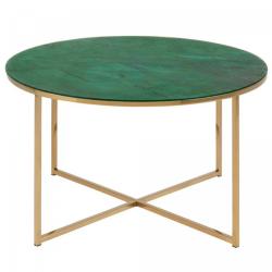 PROMO Table basse ronde en verre dépoli effet marbre 80cm AMINA MEUBLES & DESIGN