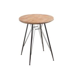 Table ronde bistrot métal 65cm plateau bois JAY - MeublesEtDesign.com