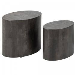 Promo Tables basses ovale effet bois NICKY - MeublesEtDesign.com