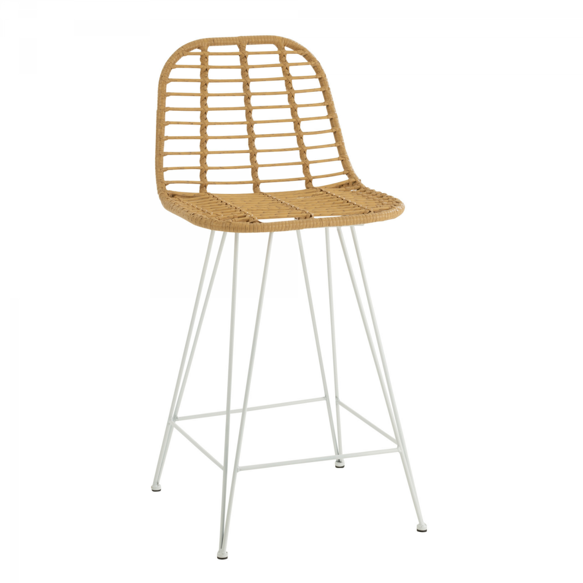 Promo Tabouret de bar en rotin et métal blanc LEONIE - MeublesEtDesign.com