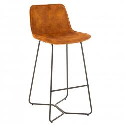 PROMO Tabouret de bar en velours et métal camel BRUXELLES MEUBLES & DESIGN